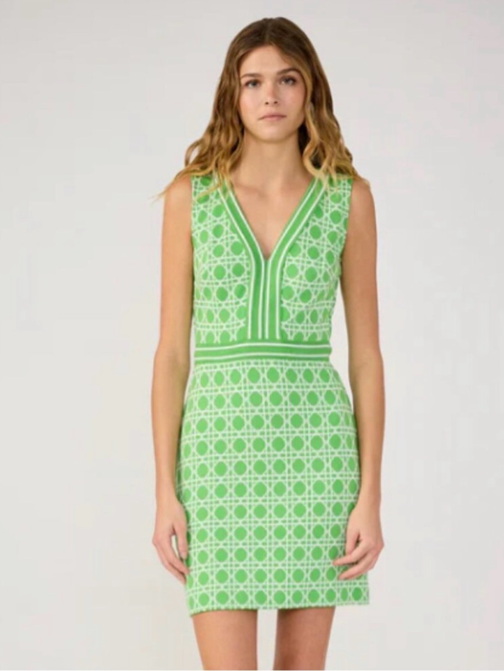 Trina Turk  Green Sleeveless V-Neck Mini Dress